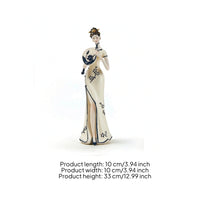 Chinese Lady Figurine Decorative Ceramic Lady Statue Slender Woman Sculpture for Entryway