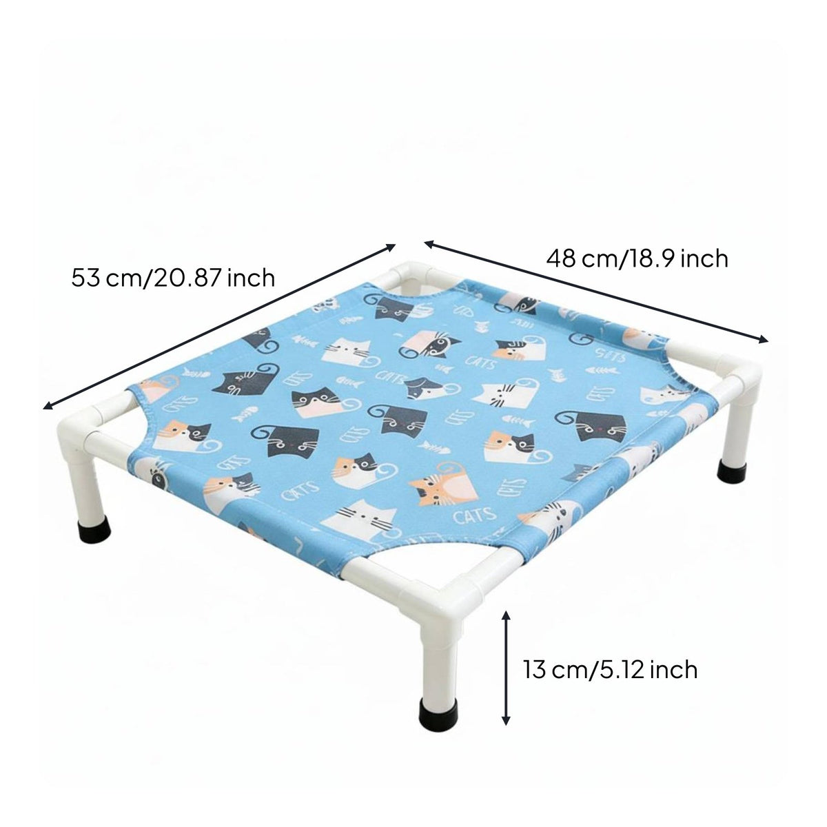 All-Season Use Elevated Pet Bed Easy to Clean Raised Dog Cot Sturdy Frame Elevated Pet Cot Moisture-Proof for Small Dogs, Cats, Outdoor, Balcony, Travel, Camping
