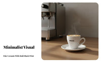 Latte Art Cup Minimalist Design Coffee Cup and Saucer Set Instagrammable Printed Ceramic Mug for Home Coffee Expert S, Young Adults, Cafe, Restaurant