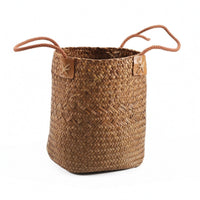 Handwoven Basket Fiber Braided Container Basket Textured for Floral Arrangements