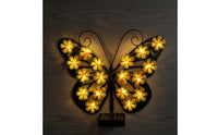 Sun-Powered Wall Light with LED Flowers Cordless Steel Winged Motif Outdoor Light Decorative Lighting for Yard, Fence, Patio