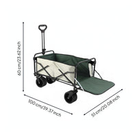 Swivel Wheels Foldable Wagon Removable Liner Collapsible Wagon Oxford Textile Pull Handle Carrier Metal Frame for Camping, Picnics, Outings