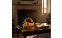 European-Style Glass Fruit Tray with Metal Frame Ornate Decorative Serving Tray with Handle Footed Clear for Home Decorators, Hosts, Tea Table, Hotel Reception