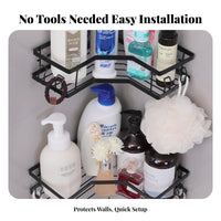 Drilltool-Less Installation Adhesive Corner Basket No Drilling Bathroom Shelf Easy to Install Shower Organizer Waterproof for Homeowners, Families, Students, Toilet Area, Apartment, Dorm Room, Kitchen
