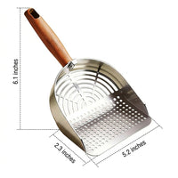 Litter Metal Stainless Steel Cleaner with Fine Mesh Holes, Rectangular Head for Multi-Cat Household Easy Cleaning