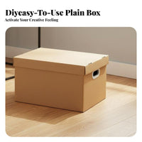 Large Capacity Lidded Paperboard Container with Handles adaptable Corrugated Shelf Box Recyclable and Reusable Household Storage Foldable for Gift Givers, Home Organizers, Moving, Bedroom, Closet, Office