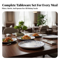 Food-Grade Material Blue and White Floral Dinnerware Heat-Insulating Chinese Design Melamine Tableware Chip Resistant for Restaurants