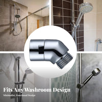 Universal 1/2-inch/2 Fit 145 Degree Shower Angle Adapter Chrome Plated Solid Brass Shower Elbow Rotatable Design