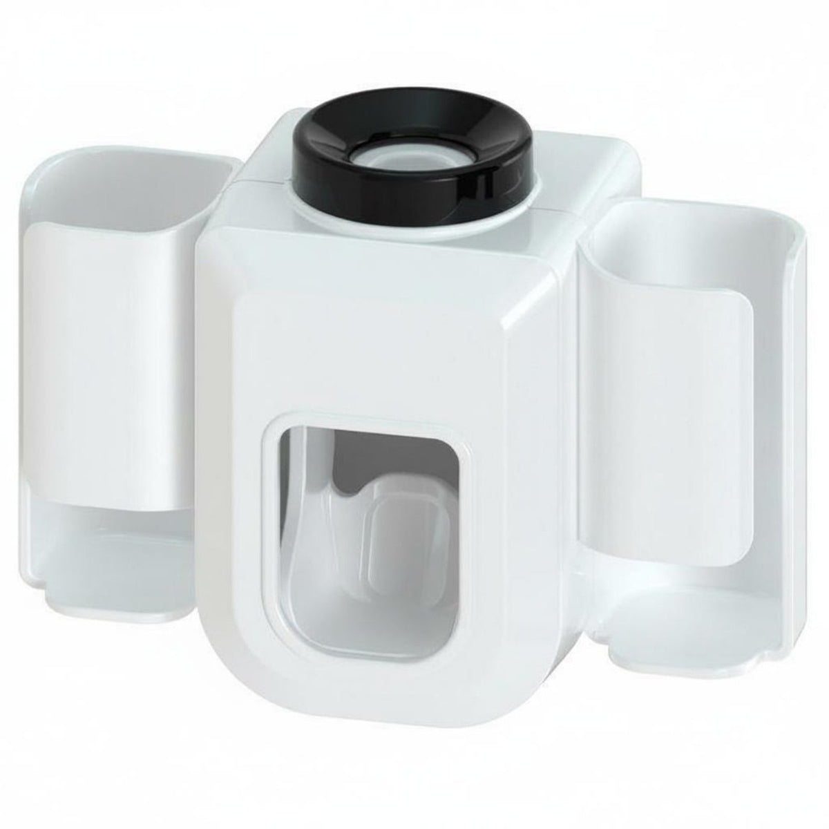 Universal Fit Automatic Toothpaste Dispenser Waste-Reducing Toothpaste Presser Station No-Drill Installation Wall Mounted Toothbrush Holder Ventilated Drainage for Children, Restroom