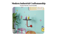 Industrial Design Wall-Mounted Round Table Wrought Iron Construction Booth Side Table Space-Saving Commercial Furniture Sturdy & Long-Lasting for Apartment Dwellers, Interior Designers, Coffee Shop, Restaurant, Small Areas, Balcony