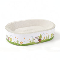 Corrugated Cat Scratching Board Bed Oval Cat Bed with Scratcher Recyclable Pet Supply Space-Saving for Cats, Apartment