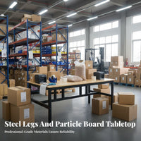 Heavy Duty Packing Table Thickened Steel Frame Double Layer Work Stable Surface and Sturdy Heavy Duty Work Bench for Mechanics, Garage, Basement
