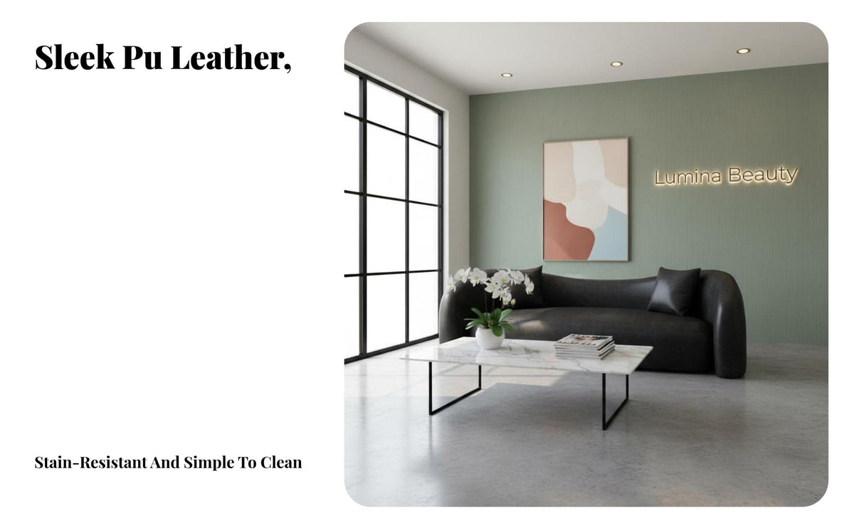Upholstered 2-Person Settee Italian & Design Scalloped rear Sofa Retro Design Reception Couch for Business Owners, partners, Waiting Room, Office, Bedroom