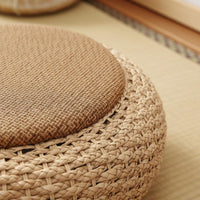 Japanese Woven Mat Seat Natural Materials Straw Woven Seat Woven Straw Pouf Breathable Padded Floor Pillow Versatile Use