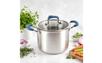 Stainless Steel Soup Pot Round Shape Lidded Soup Pot Even Heating Stockpot for Stewing