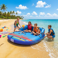 Multipassenger Four-Person Towable Tube Tow-Behind Inflatable Towable Tube Comfortable Nylon Cover Stable for Families