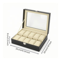 Watch Display Box PU Leather Watch Organizer with Window Dustproof Jewelry Box with Dividers for Collectors, Dresser, Closet