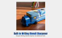 Cartoon Double-Layer Tin Stationery Box, Train Shape, Multifunctional, Fun Design for Primary School Students, Customizable