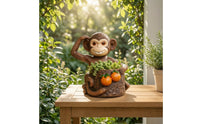 Monkey Planter Resin Monkey Statue with Planter Weather-Resistant Animal Figurines for Gardeners, Homeowners, Patio, Porch