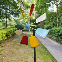 Metal Wind Easy Installation Colorful Metal Yard Whirligig Hand-Painted