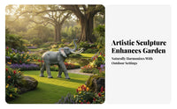 Fiberglass Elephant Model Weather Resistant Realistic Elephant Sculpture Handmade Large Lawn Ornament for Homeowners, Gardeners, Gardens, Parks, Lawns
