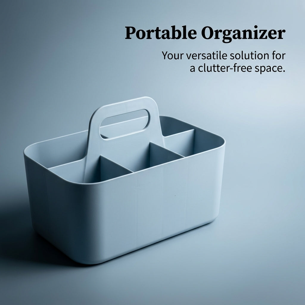 Desk Storage Organizer with Compartments, Desktop Box with Portable Handle for Home Office, Makeup for Students