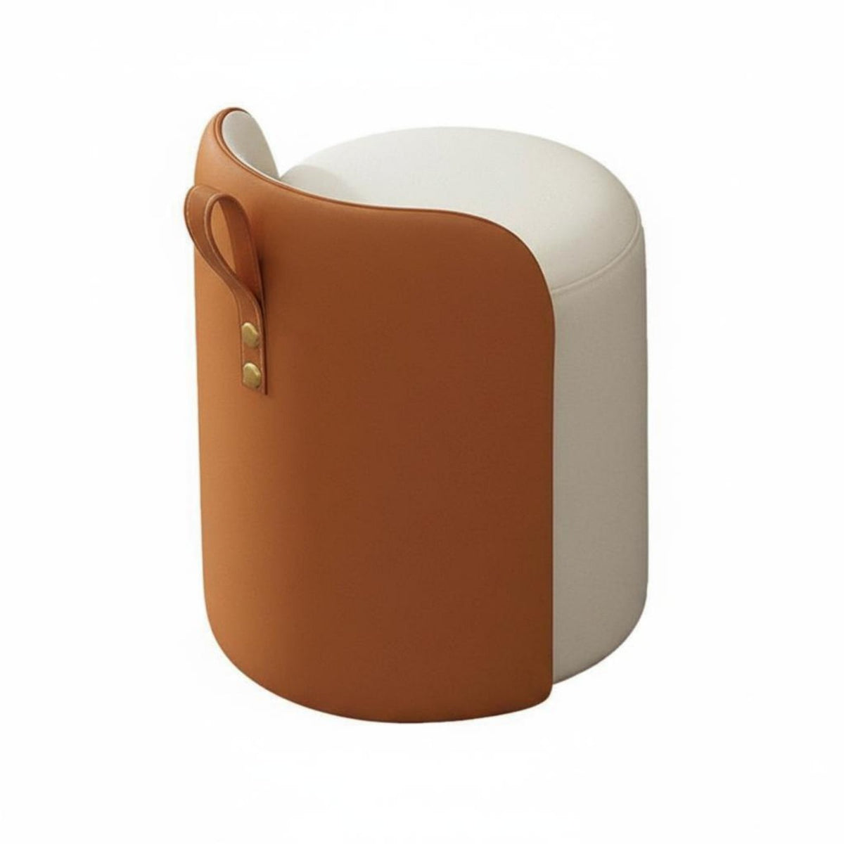 Light Luxury & design Round Makeup Pouf Modern Design Upholstered Round Ottoman Gold-Tone Metal Base Vanity Seat Multifunctional for Beauticians, Homeowners, Nail Salon, changing area, Walk-in Closet, Entryway