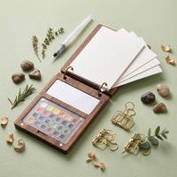 Compact Loose-Leaf Watercolor Kit Wooden Travel Watercolor Set Sturdy Art Supplies for Beginners, Sketching