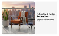 Upholstered Armchair with Wooden Frame Modern & Design Lounge Chair Curved Spinerest Thick Pad for Young Adults, Office Workers