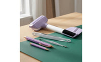 White Handle Embossing Roller Kit Glitter-Textured Needle Pen Silver-Toned Clip Felt Scraper Gold-Toned Tip for Printing Work