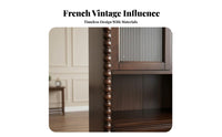 Vintage aesthetic Tall Glass-Door Cabinet Elegant Design Glass Door Curio Adjustable Shelves bookshelf for Book Lovers, Interior Decorators, Office Workers, Living Room, Hallway, Bedroom