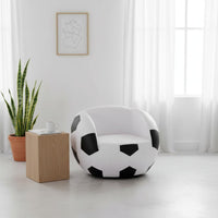 2 Pieces Matching Footstool Soccer Ball Chair Creative Design Football Armchair Comfortable Sports Theme Chair Set Swivel Base for Teens, Kids, Playroom, Game Room, Bedroom
