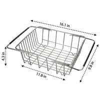 Extendable Dish Rack and Stainless Steel Dish Drainer, Over the Sink Dish Rack for Space-Saving Kitchen Sink Organizer, Modern Minimalist Style