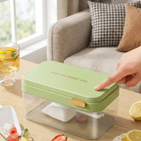 Ice Maker with Storage Box and Easy Release Ice Tray for Home Bar, Press-Down Lid Ice Box with Ladle, Food Grade Material Summer Essentials