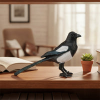 Magpie Figurine Lifelike Bird Figurine with Feather Texture Magpie Model Textured Simulation Bird Realistic for Collectors