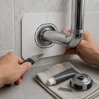 45° Angled Wall Drain Pipe Cover for 50-75mm Pipes - Decorative Flange for Wall-Mounted Plumbing