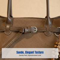 Suede Bowling Bag, Women's Retro Underarm Tote, Urban Chic, Large Capacity