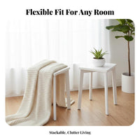 Space-Saving Stacking Square Stool Sturdy Structure Stackable Square Seat Multi-Purpose Household Furniture High Load Capacity for Homeowners, Families, Adults, Small Areas, Dining Room, Kitchen, Bedroom