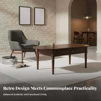 Storage Coffee Table Retro Design Household Furniture Multi-Functional Rounded Corners for Homeowners, Living Room, Lounge Area