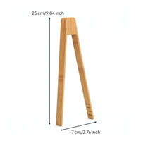 Bamboo Food Tongs with Serrated Tips Slim Cooking Tweezers Natural for Grill