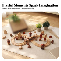 Looped Railway Set Wooden Railway Station Wooden Rail-Building Toy Smooth Finish Printed Details