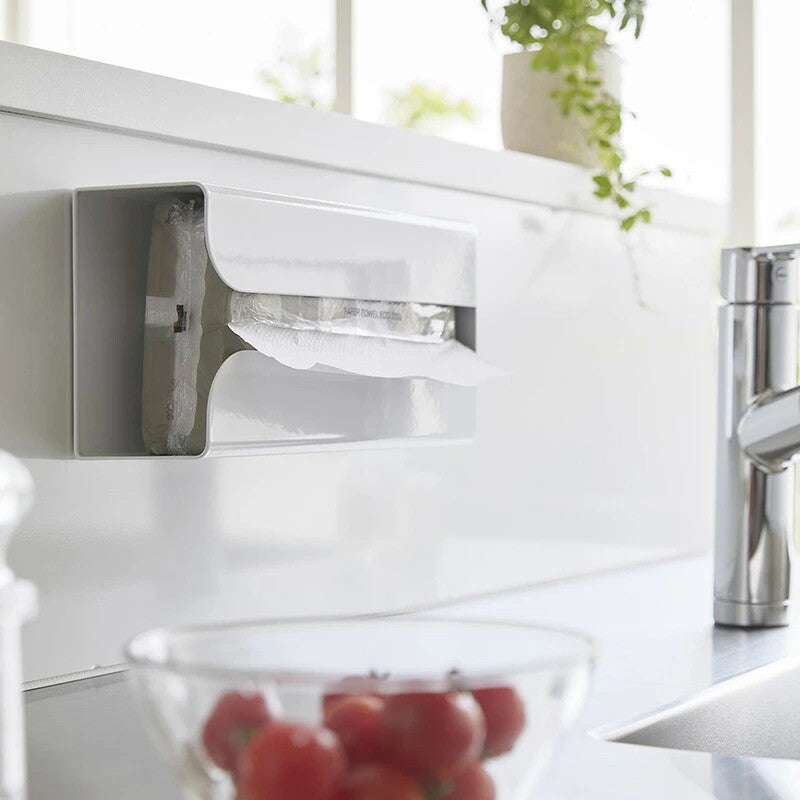 Magnetic Wall-Mounted Tissue Box Holder, No-Drilling Carbon Steel, for Kitchen or Refrigerator