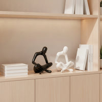 2 Pieces Reading Figurines Matte Reading Statue Minimalist Abstract Human Sculptures for Book Lovers, Readers, Bookshelf, Study Room, Office