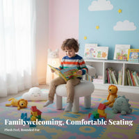 Soft & Comfortable Abstract-Back Soft Chair Modern Minimalist children's Seating Solid Wood Frame Accent Stool Playful Design for Toddlers, Girls, Parents, kids' Room, Playroom, Nursery, Entryway