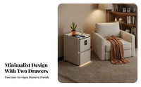 Built-in Bluetooth Speaker Nightstand with Drawers Installationcomplimentary Smart End Table Fingerprint Lock Bedside Cabinet Modern Design for technologynology aficionados, Homeowners, Students, Home, Apartment