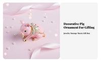Pig Jewelry Box Decorative Ornament Astrological Pig Storage Box Crystal Accented Hinged Piglet Jewelry Holder for Collectors, Women