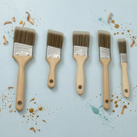 5 Pieces Versatile Nylon Bristle Paintbrushes Multi-Size Paintbrushes with Wooden Handles Angled Paint Brush Set Flat for Cabinets, Decks