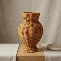 Rattan Vase Handwoven Handmade Woven Vase Artistic Weave for Tabletop