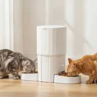 Automatic Feeder with Two Bowls Anti-Jam Automatic Pet Feeder Easy to Clean Stable for Cats, Daily Feeding, Vacation