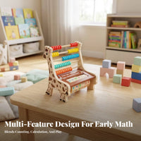 Wooden Counting Toy Cutout Side Panels Preschool Learning Giraffe Abacus Kids Math Toy for Children